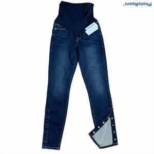 FRAME Dark Wash Skinny Snap Detail Full Panel Maternity Pregnancy Jeans size 26